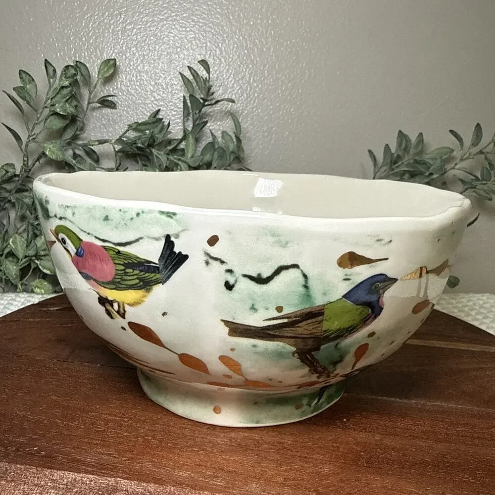 Anthropologie Rvan Hoffman Colorful Dreambirds 2015 Serving Bowl 7.5” Retired